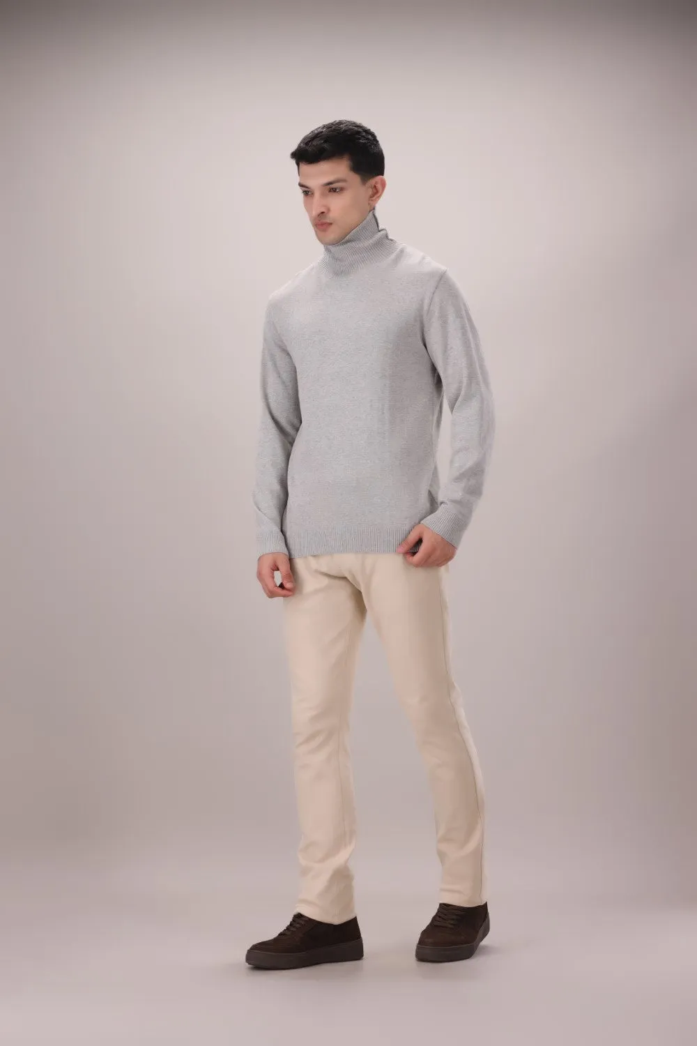 Grey Cotton Knit Sweatshirt