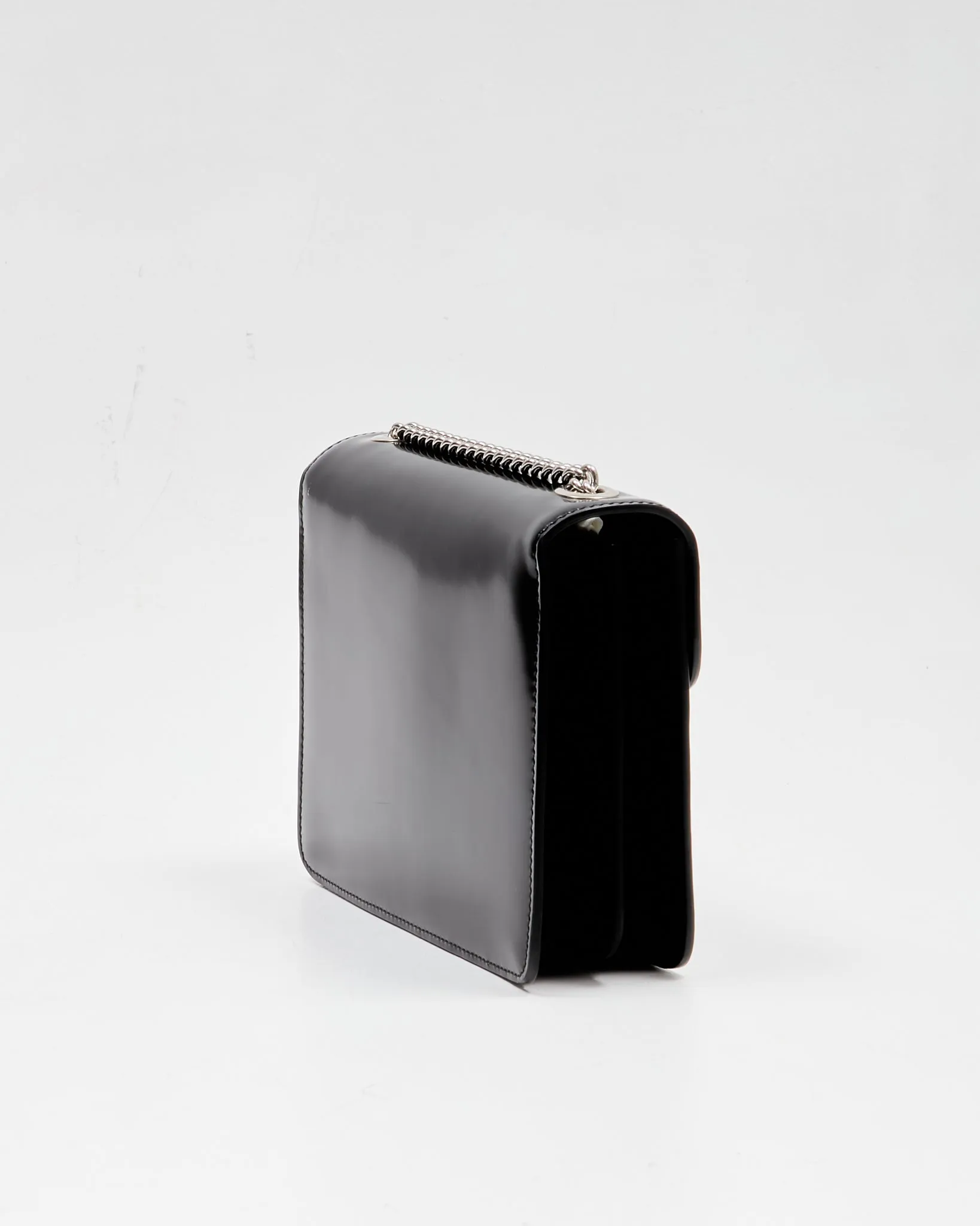 Gucci Black Patent Interlocking G Small Shoulder Bag