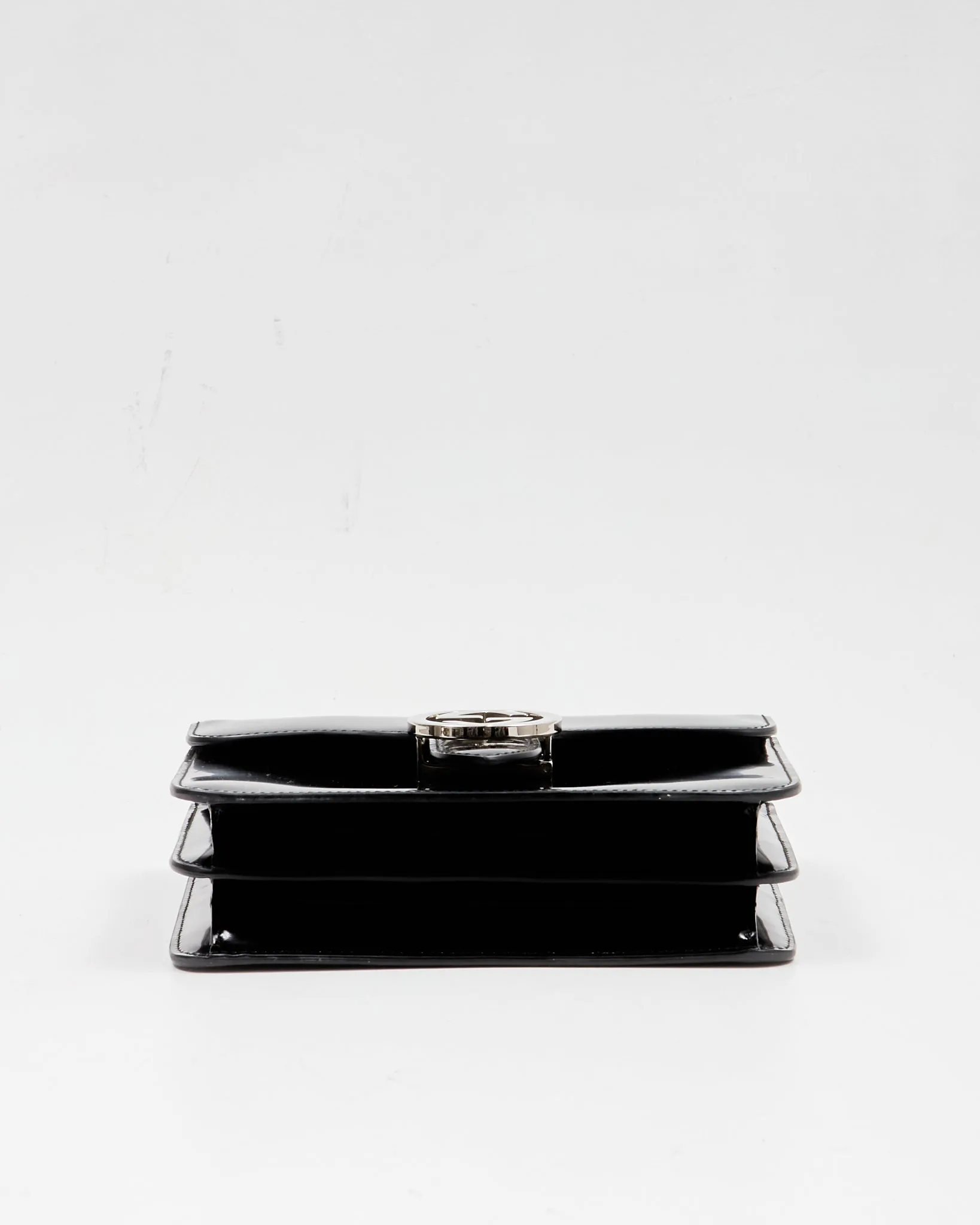 Gucci Black Patent Interlocking G Small Shoulder Bag