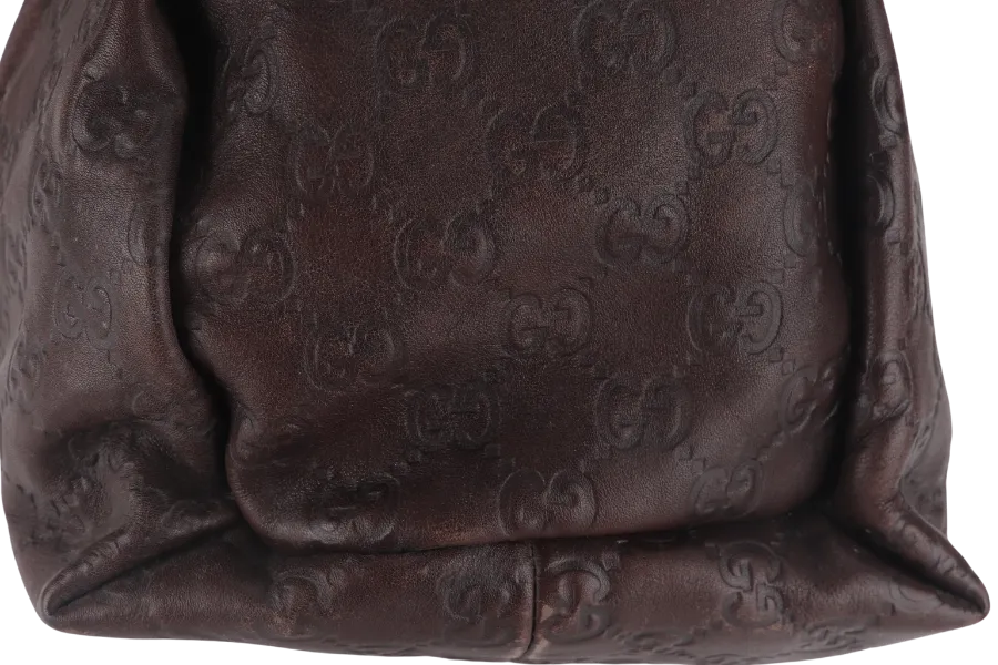 GUCCI BROWN MONOGRAM LEATHER D RING HAND CARRY BAG (197021 467891) WITH DUST COVER