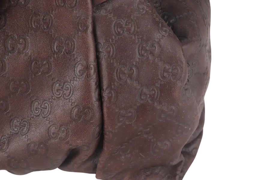 GUCCI BROWN MONOGRAM LEATHER D RING HAND CARRY BAG (197021 467891) WITH DUST COVER