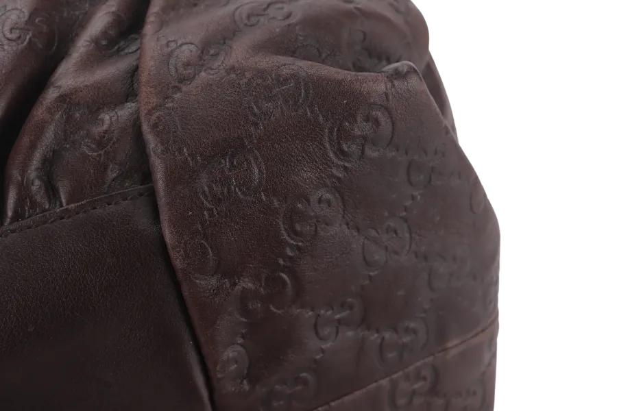 GUCCI BROWN MONOGRAM LEATHER D RING HAND CARRY BAG (197021 467891) WITH DUST COVER