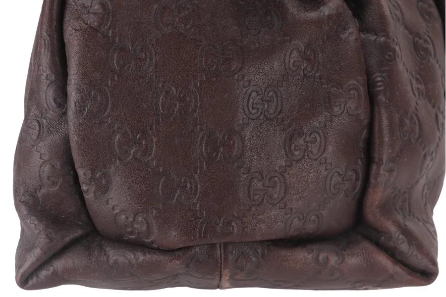 GUCCI BROWN MONOGRAM LEATHER D RING HAND CARRY BAG (197021 467891) WITH DUST COVER