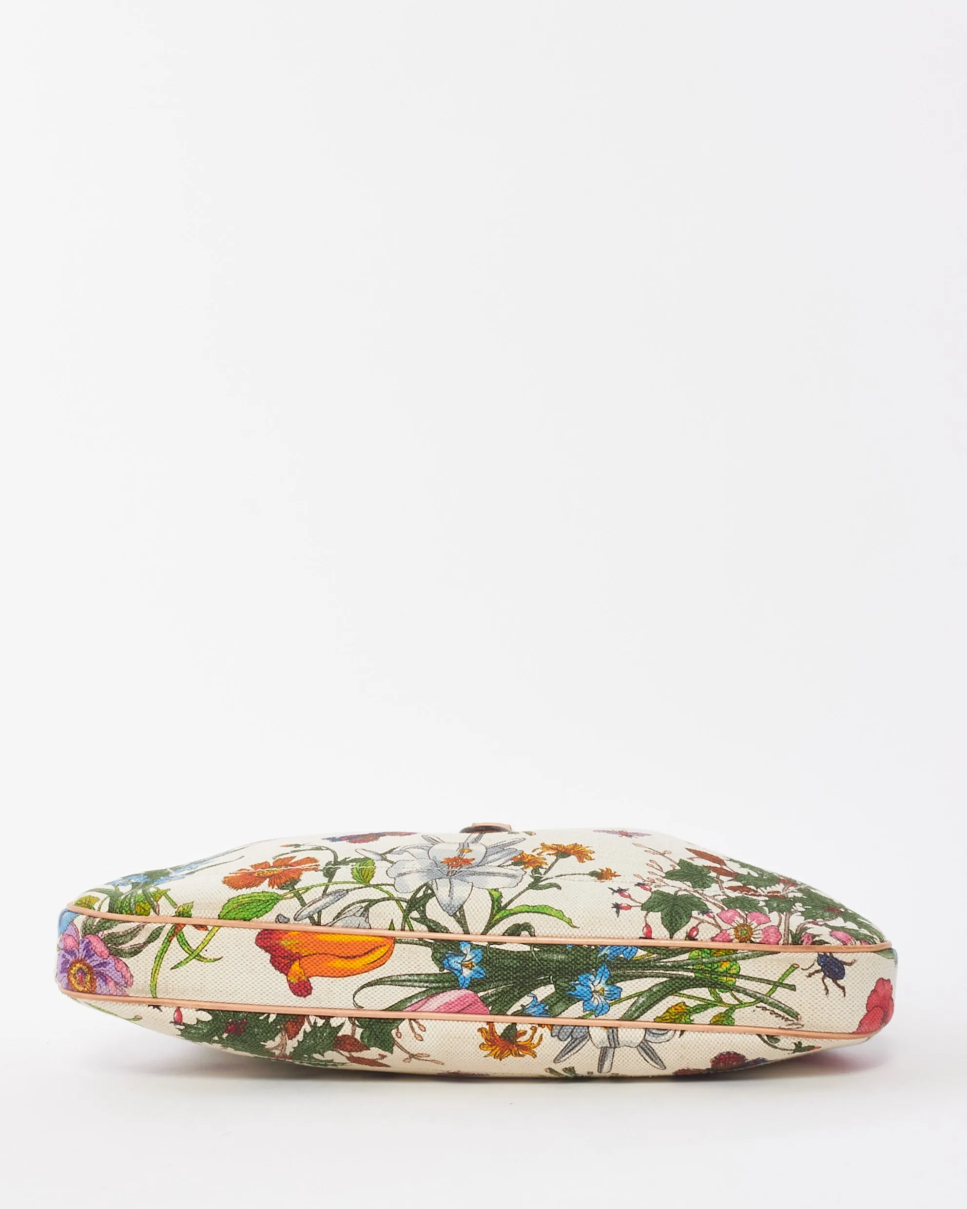 Gucci White Multi Floral Canvas Jackie Shoulder Bag