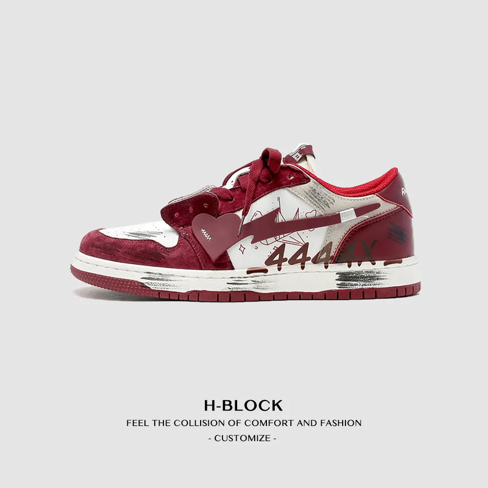 H-Block | Street Canvas Patchwork Red Casual Sneakers