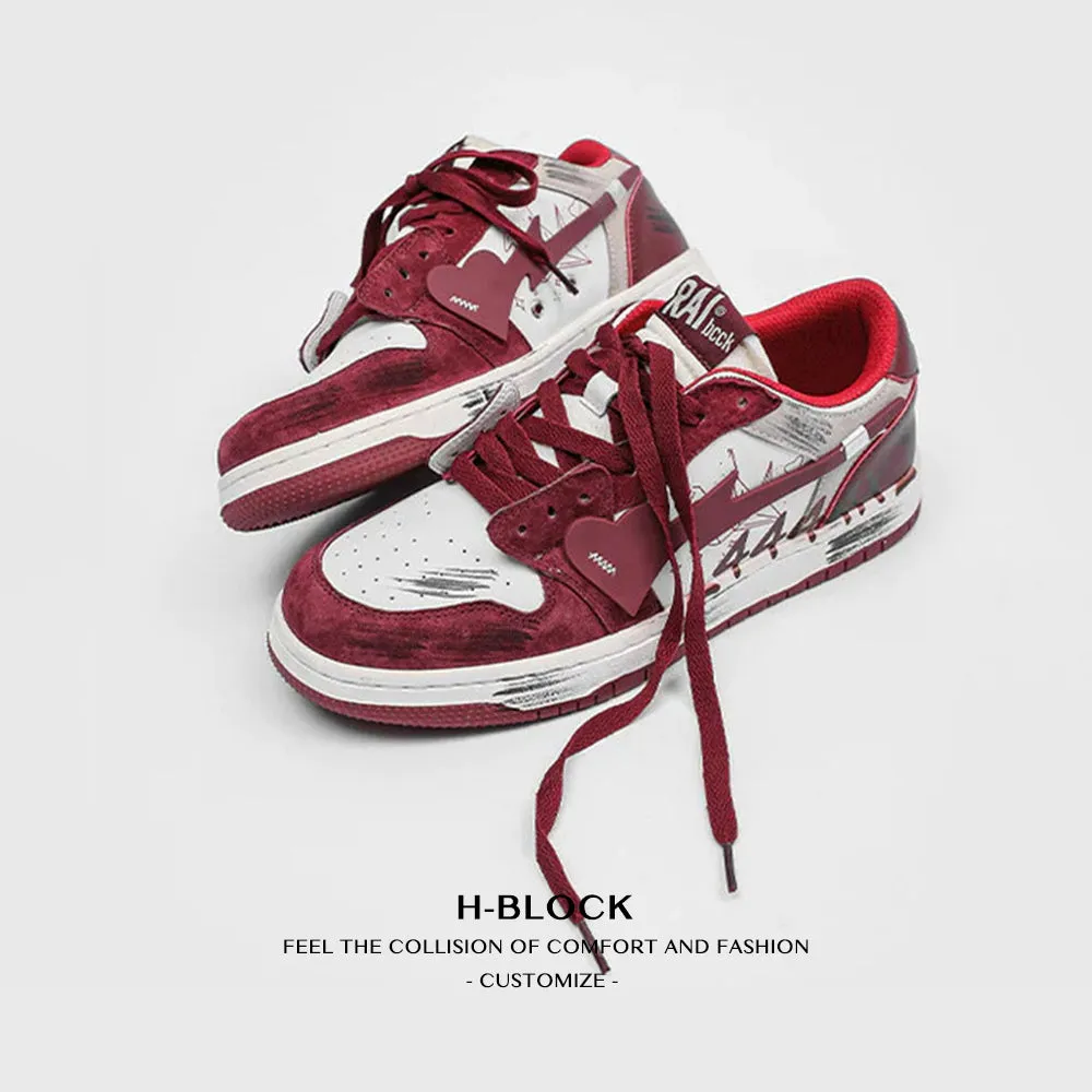H-Block | Street Canvas Patchwork Red Casual Sneakers