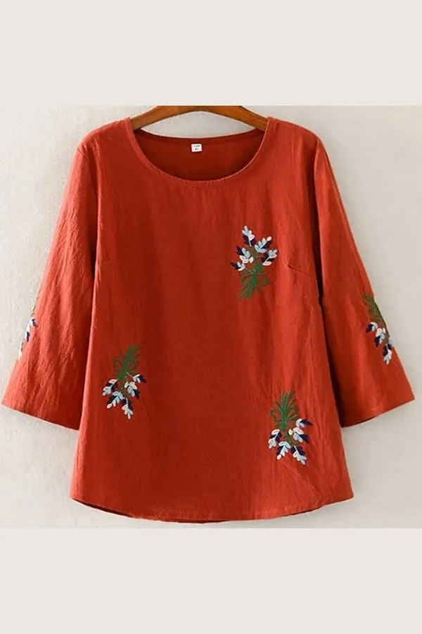 Half Sleeve Embroidery Blouse