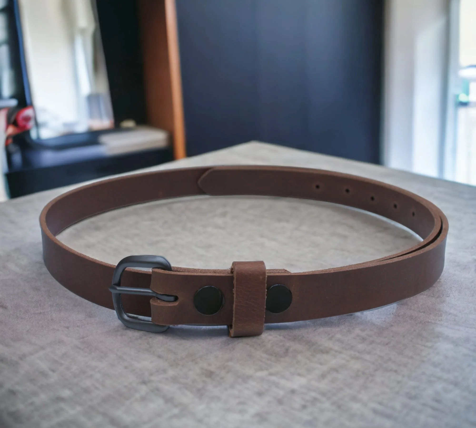 Handmade Men's Solid Leather Belt - 1 Inch, Sizes 30-48