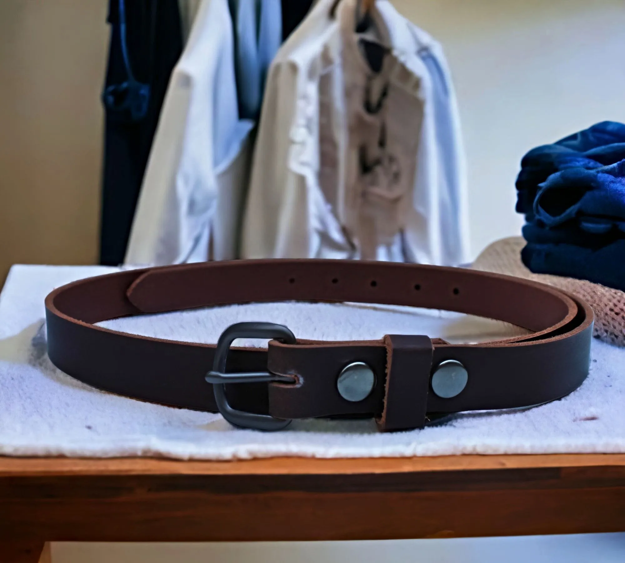 Handmade Men's Solid Leather Belt - 1 Inch, Sizes 30-48