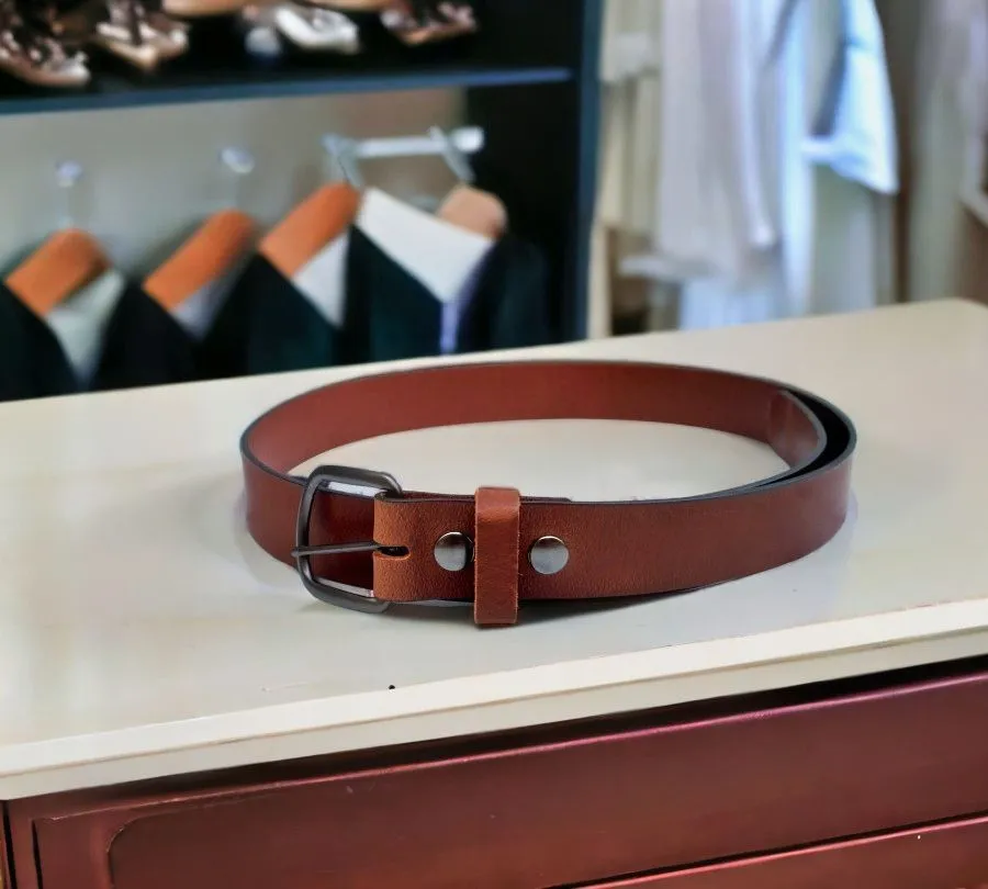 Handmade Men's Solid Leather Belts - 1 1/2 Inch, Sizes 50-58