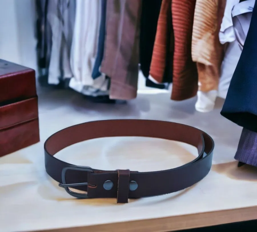 Handmade Men's Solid Leather Belts - 1 1/2 Inch, Sizes 50-58