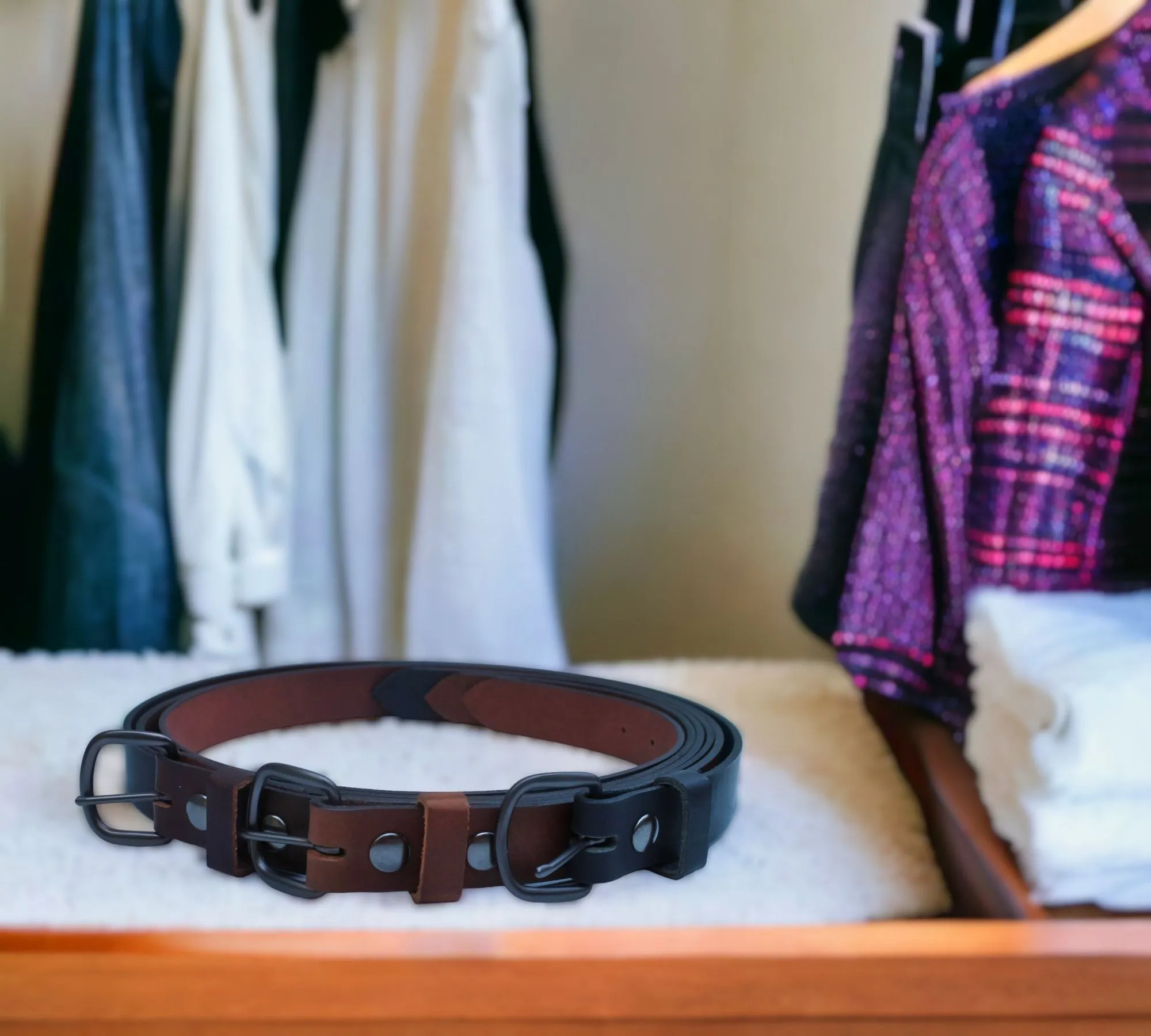 Handmade Men's Solid Leather Belts - 1 1/4 Inch, Sizes 50-58
