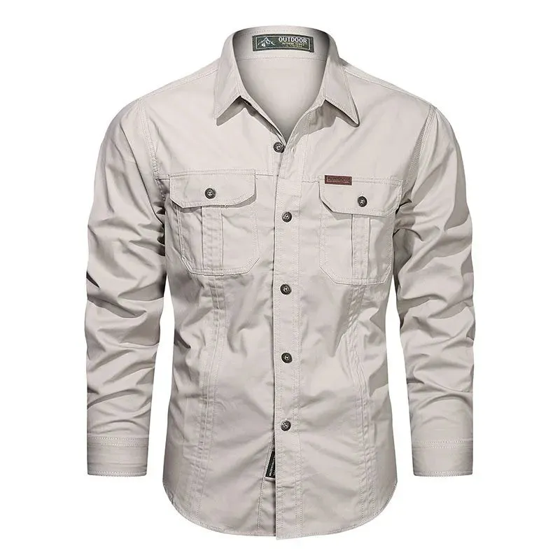 High-Quality Military Style Cotton Casual Shirt for Men