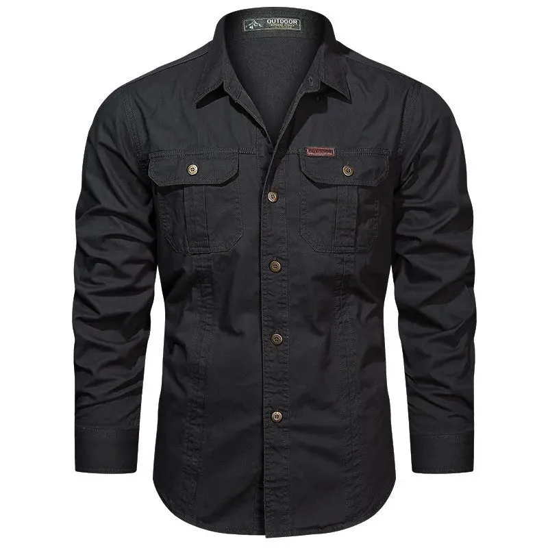 High-Quality Military Style Cotton Casual Shirt for Men