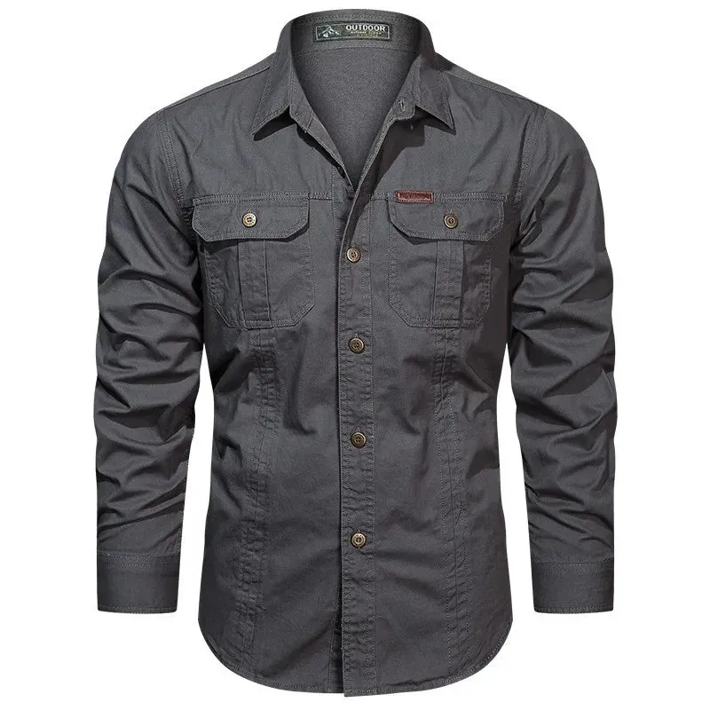 High-Quality Military Style Cotton Casual Shirt for Men