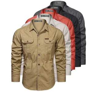 High-Quality Military Style Cotton Casual Shirt for Men