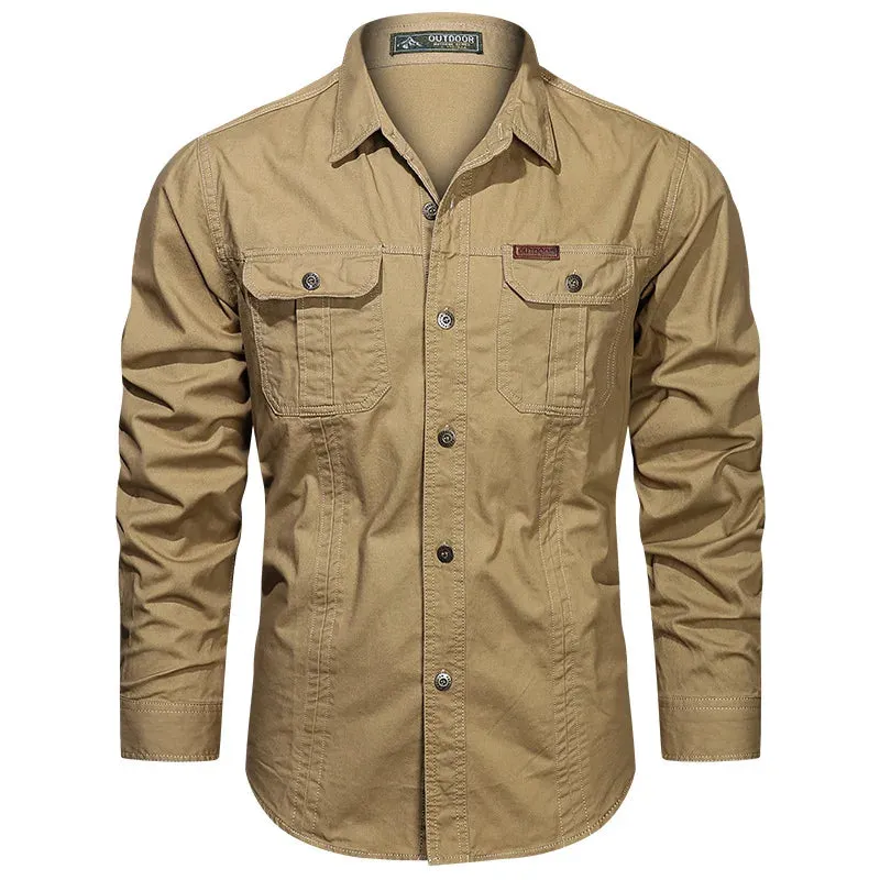 High-Quality Military Style Cotton Casual Shirt for Men