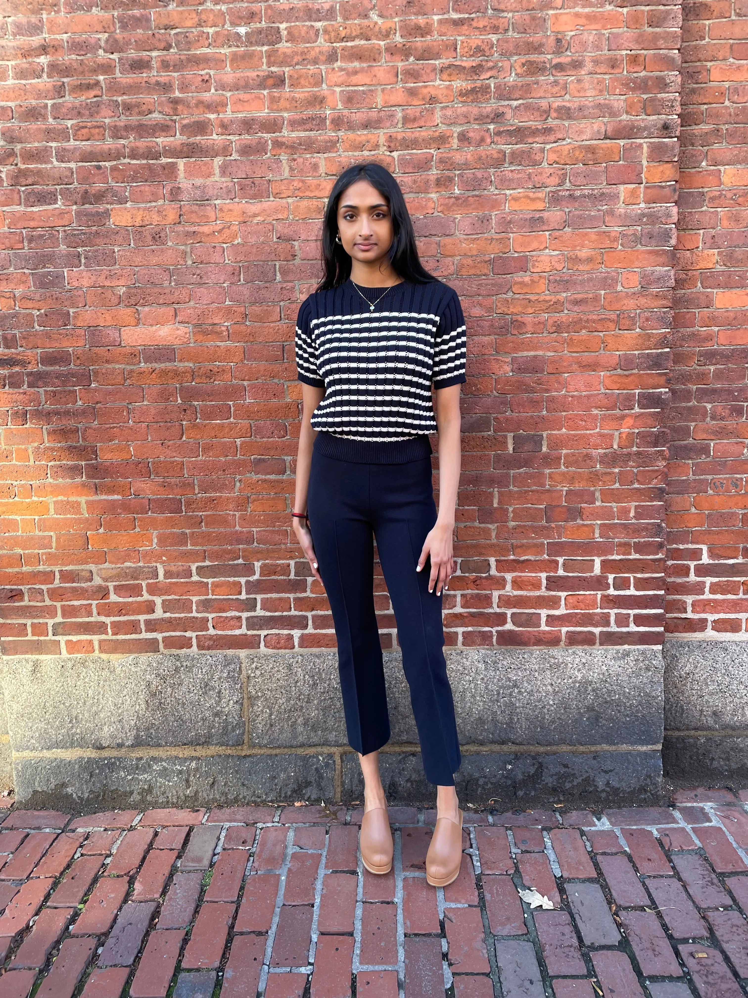 Ikuya Organic Cotton Top - Navy/Natural