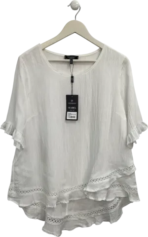 Izabel London White Half Sleeve Layered Hem High Low Blouse UK 10