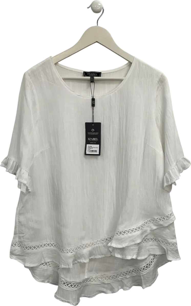 Izabel London White Half Sleeve Layered Hem High Low Blouse UK 10