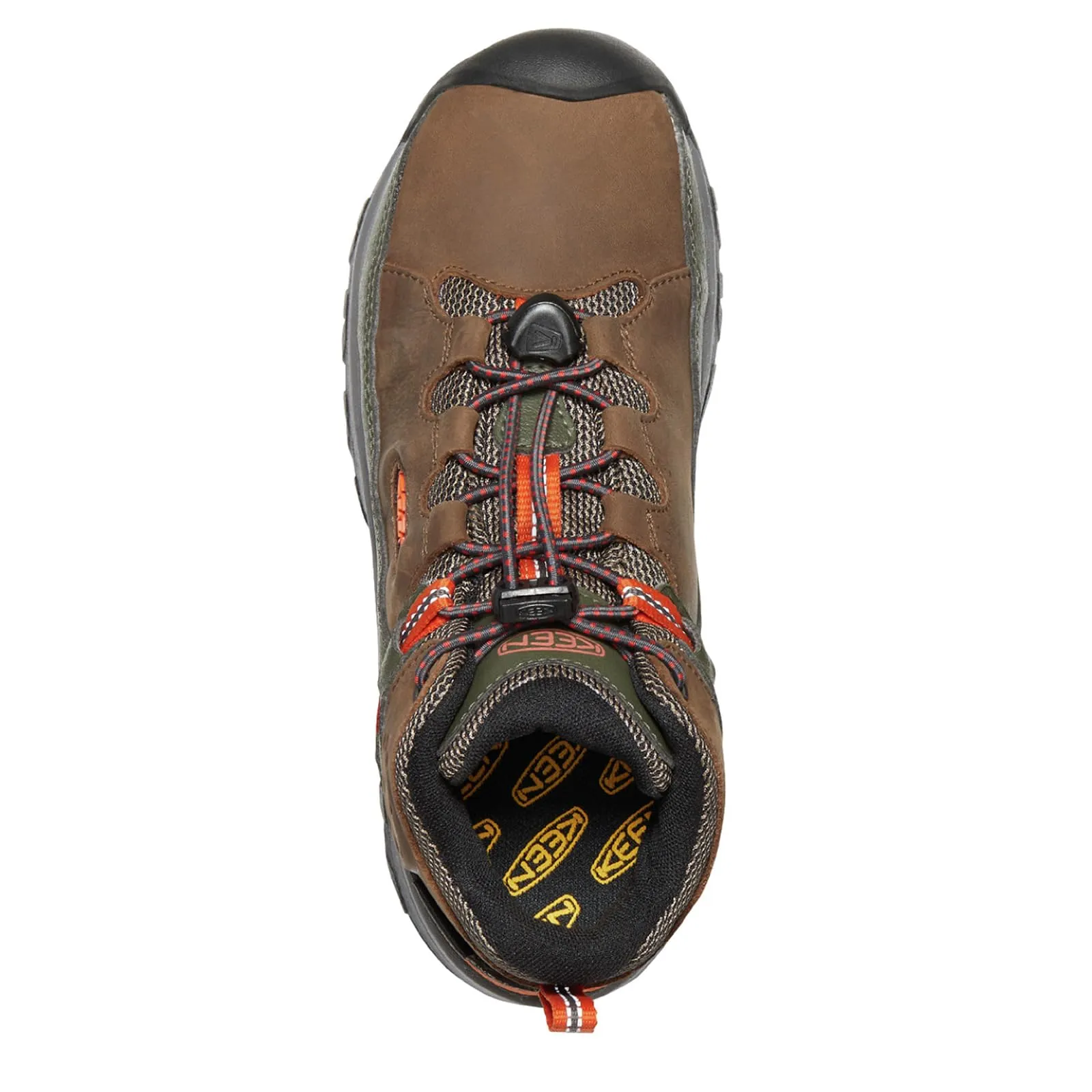 KEEN Targhee Mid Height Waterproof Hiking Boots, Dark Earth/Forest Night, 5 US Unisex Big Kid