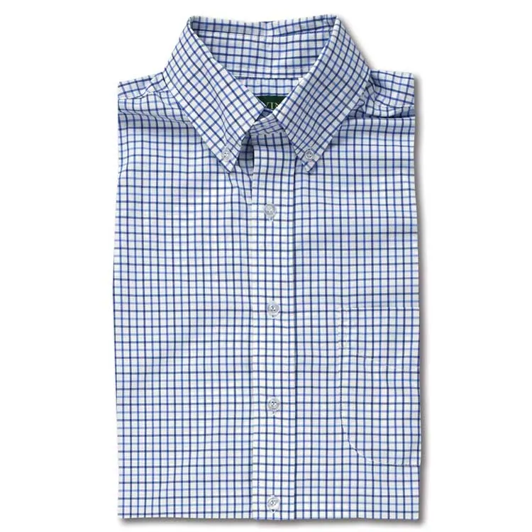 Kevin's Navy Blue Tattersall Performance Long Sleeve Shirt