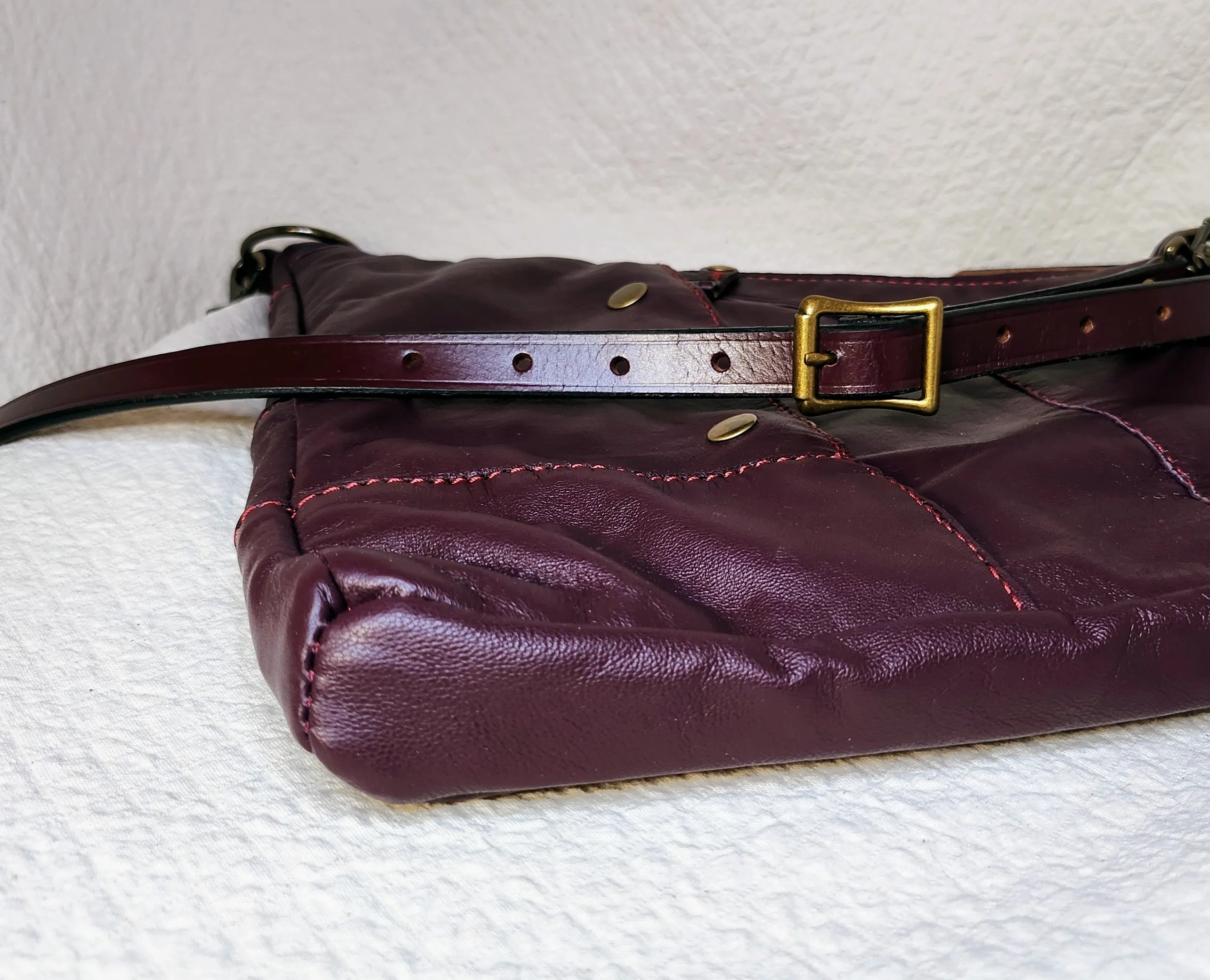 Kirsten Red on Burgundy Leather Bag