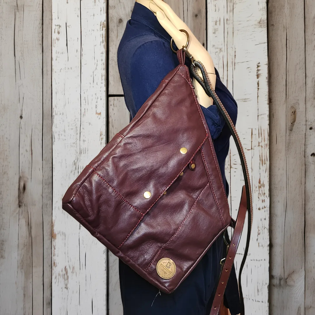 Kirsten Red on Burgundy Leather Bag