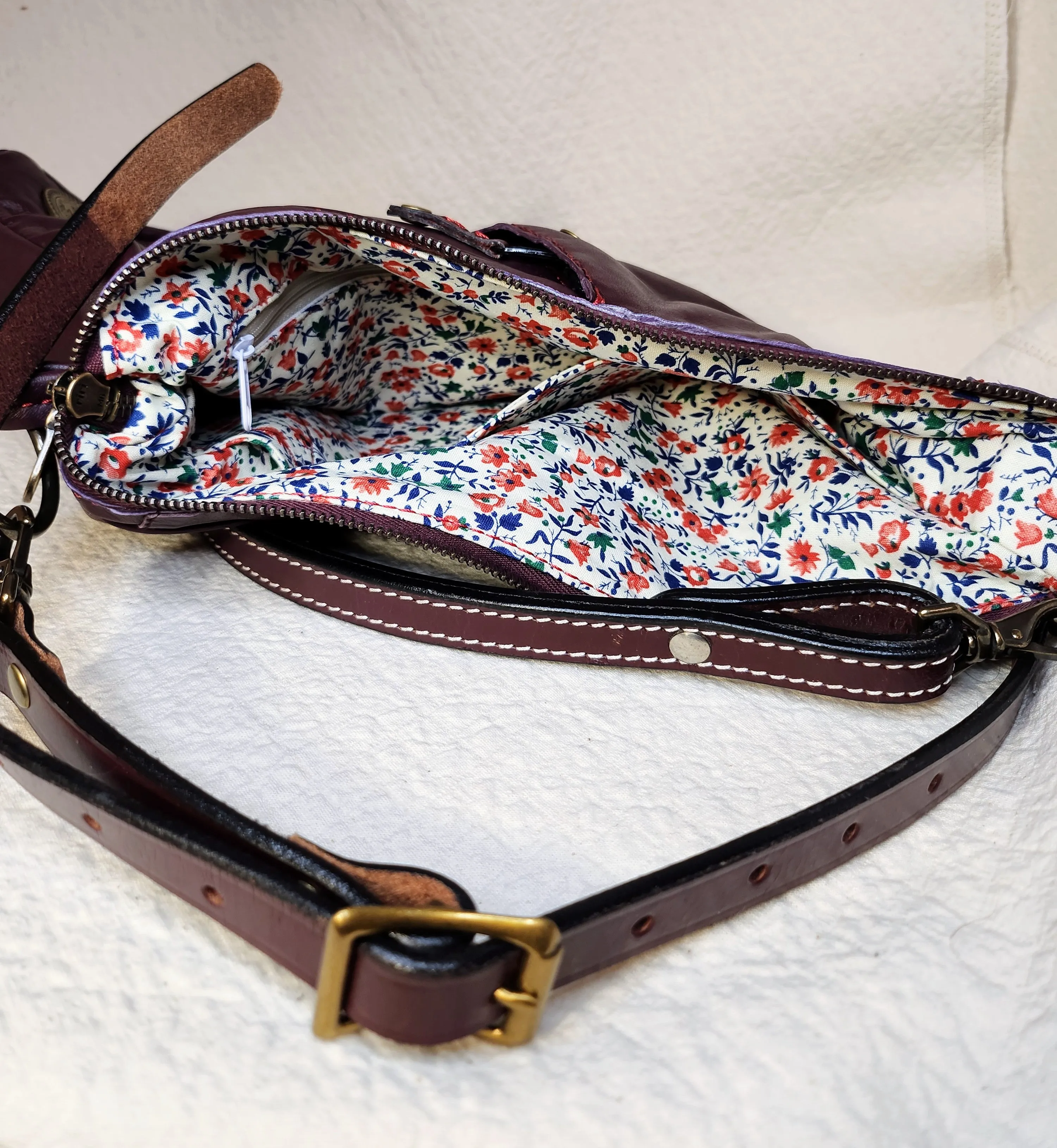 Kirsten Red on Burgundy Leather Bag
