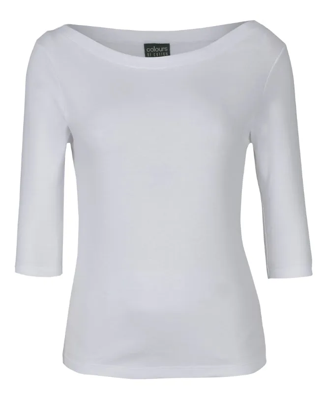 Ladies 3/4 Sleeve Boat Neck Tee (JB-1BT3)