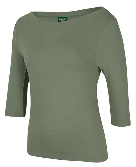Ladies 3/4 Sleeve Boat Neck Tee (JB-1BT3)