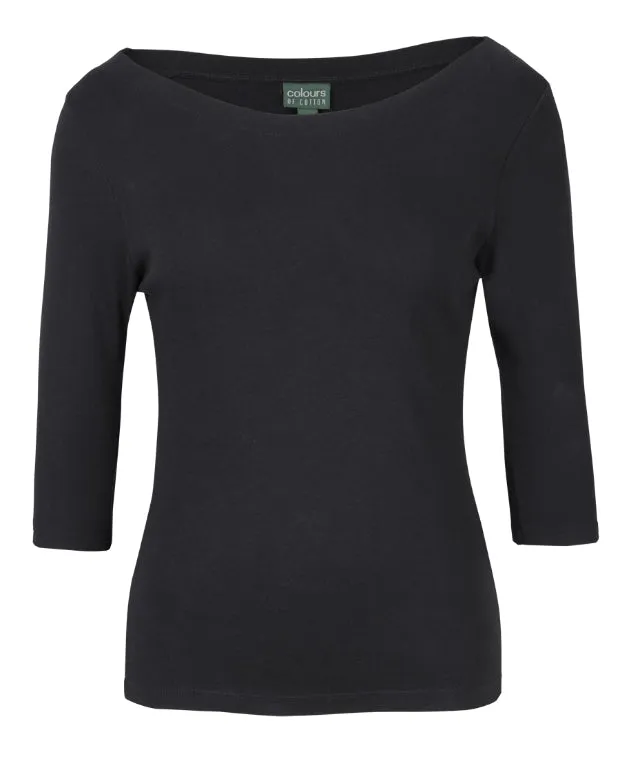 Ladies 3/4 Sleeve Boat Neck Tee (JB-1BT3)