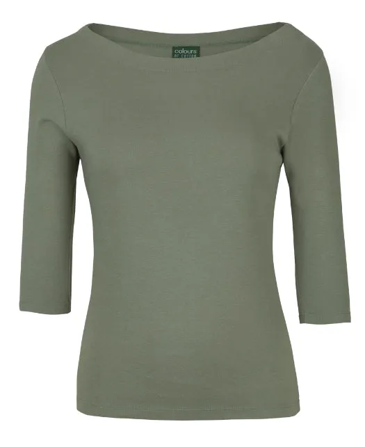 Ladies 3/4 Sleeve Boat Neck Tee (JB-1BT3)
