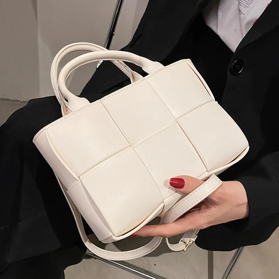 Large Weavy Tote High-quality PU Leather Handbag