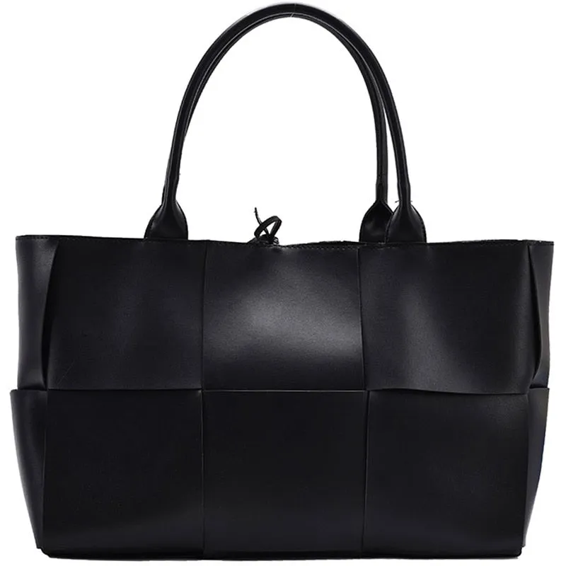 Large Weavy Tote High-quality PU Leather Handbag