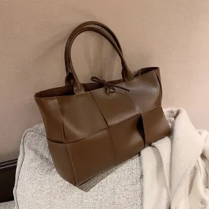 Large Weavy Tote High-quality PU Leather Handbag