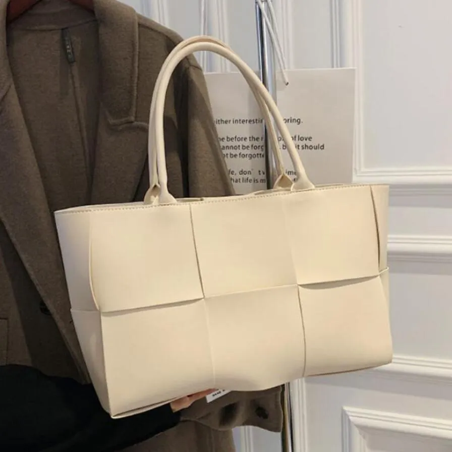 Large Weavy Tote High-quality PU Leather Handbag