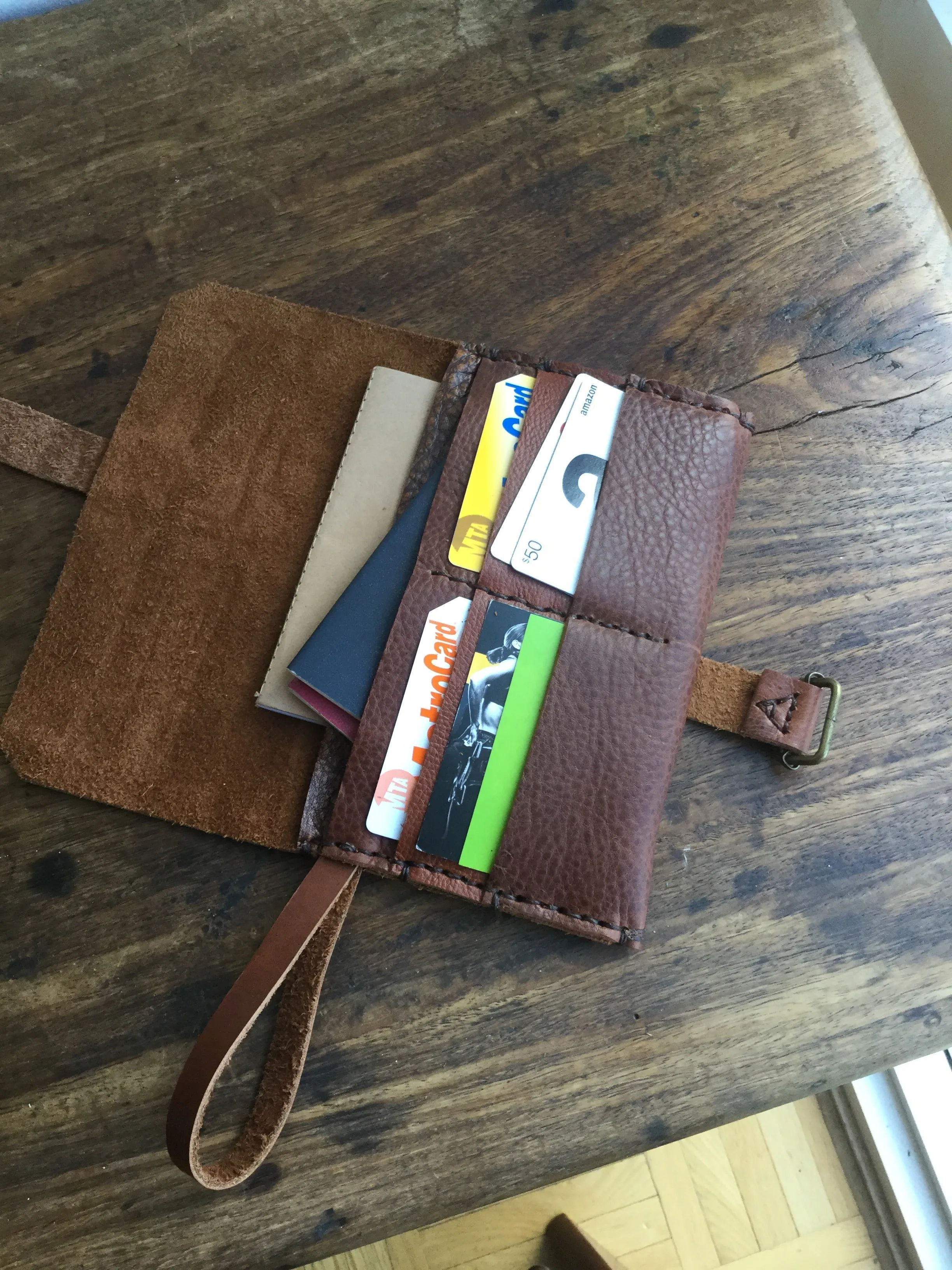 Leather Clutch Wallet / 6 Pocket iPhone Case / Leather Clutch Purse