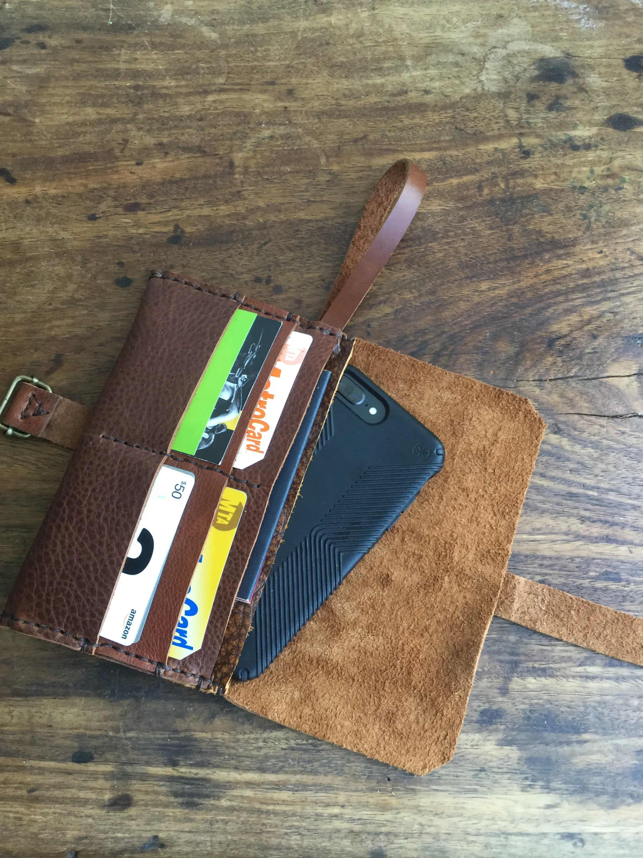 Leather Clutch Wallet / 6 Pocket iPhone Case / Leather Clutch Purse