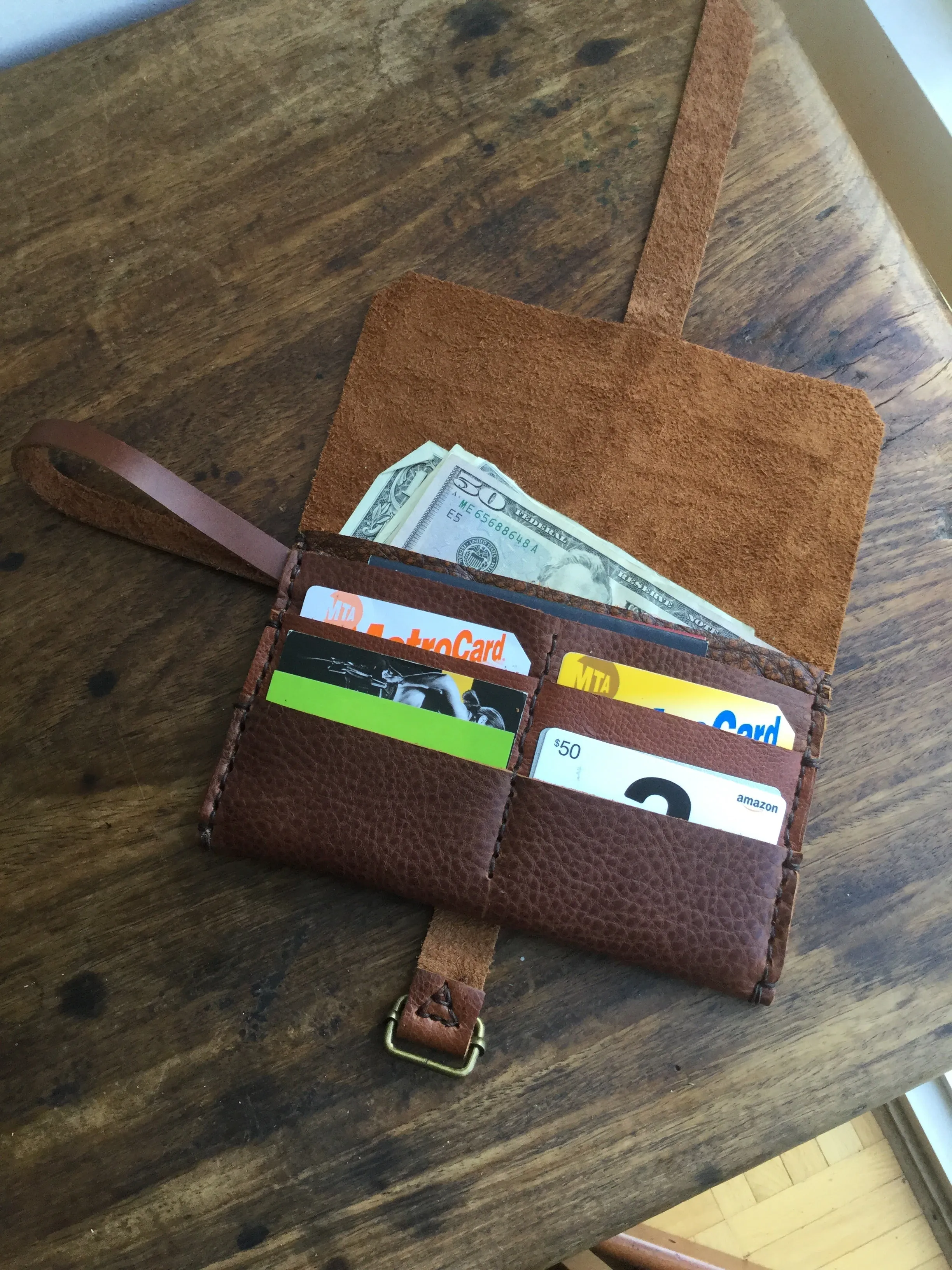Leather Clutch Wallet / 6 Pocket iPhone Case / Leather Clutch Purse