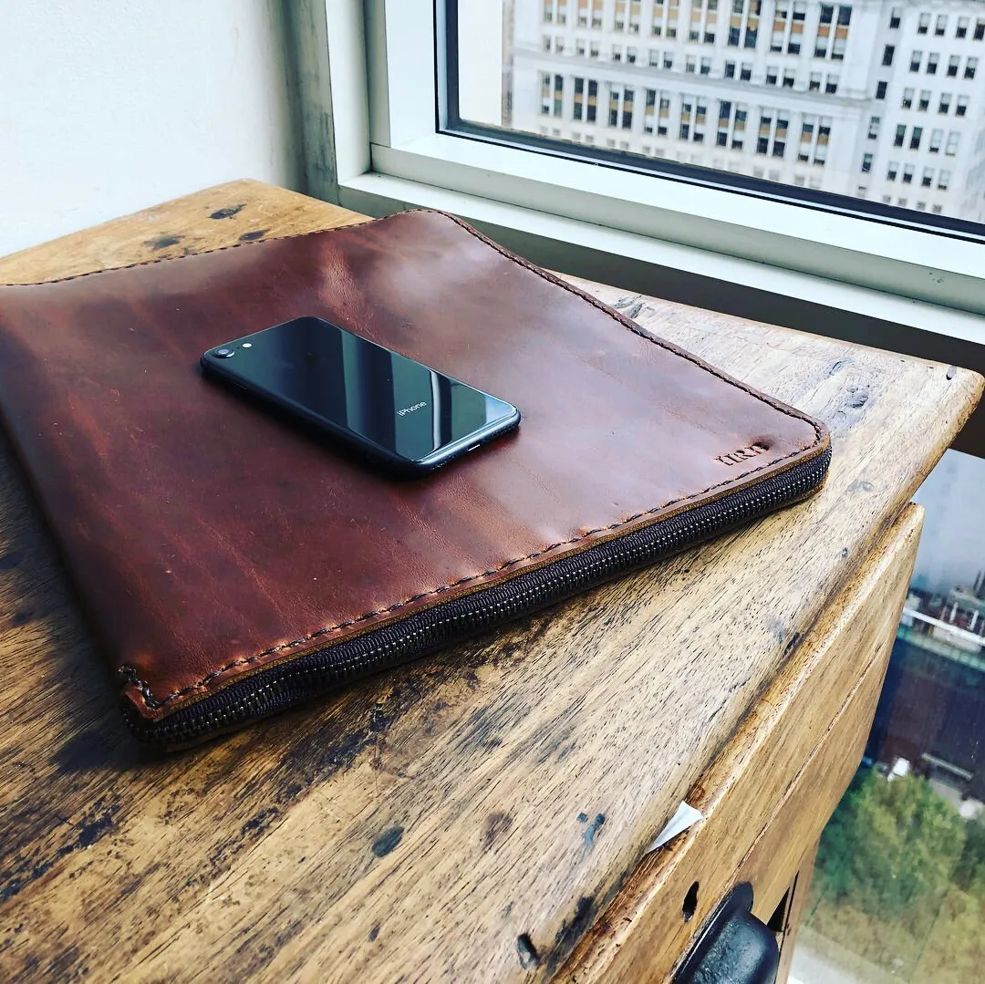 Leather portfolio / Zippered portfolio / Leather Notepad holder