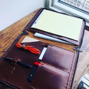 Leather portfolio / Zippered portfolio / Leather Notepad holder