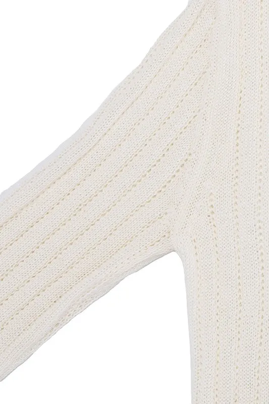 Lilou Variegated rib V neck sweater