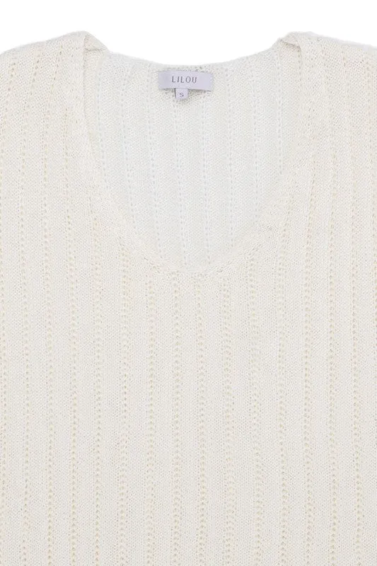 Lilou Variegated rib V neck sweater
