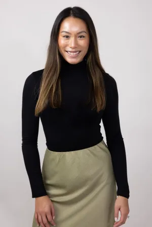 Long Sleeve Turtleneck Top for Women in Black | T10073-BLACK