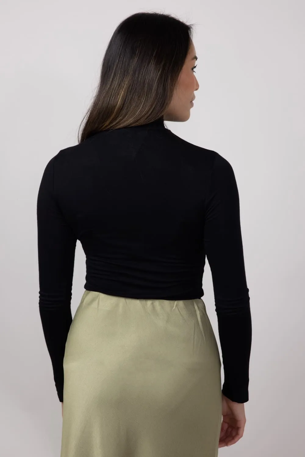 Long Sleeve Turtleneck Top for Women in Black | T10073-BLACK