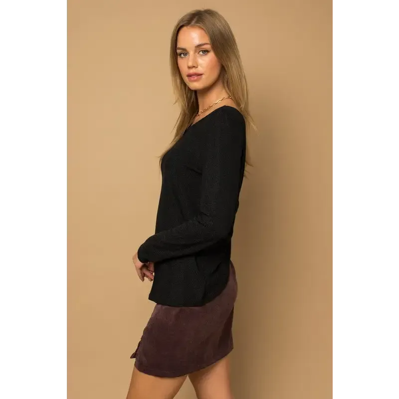 Long Sleeve Twisted Back Glitter Top