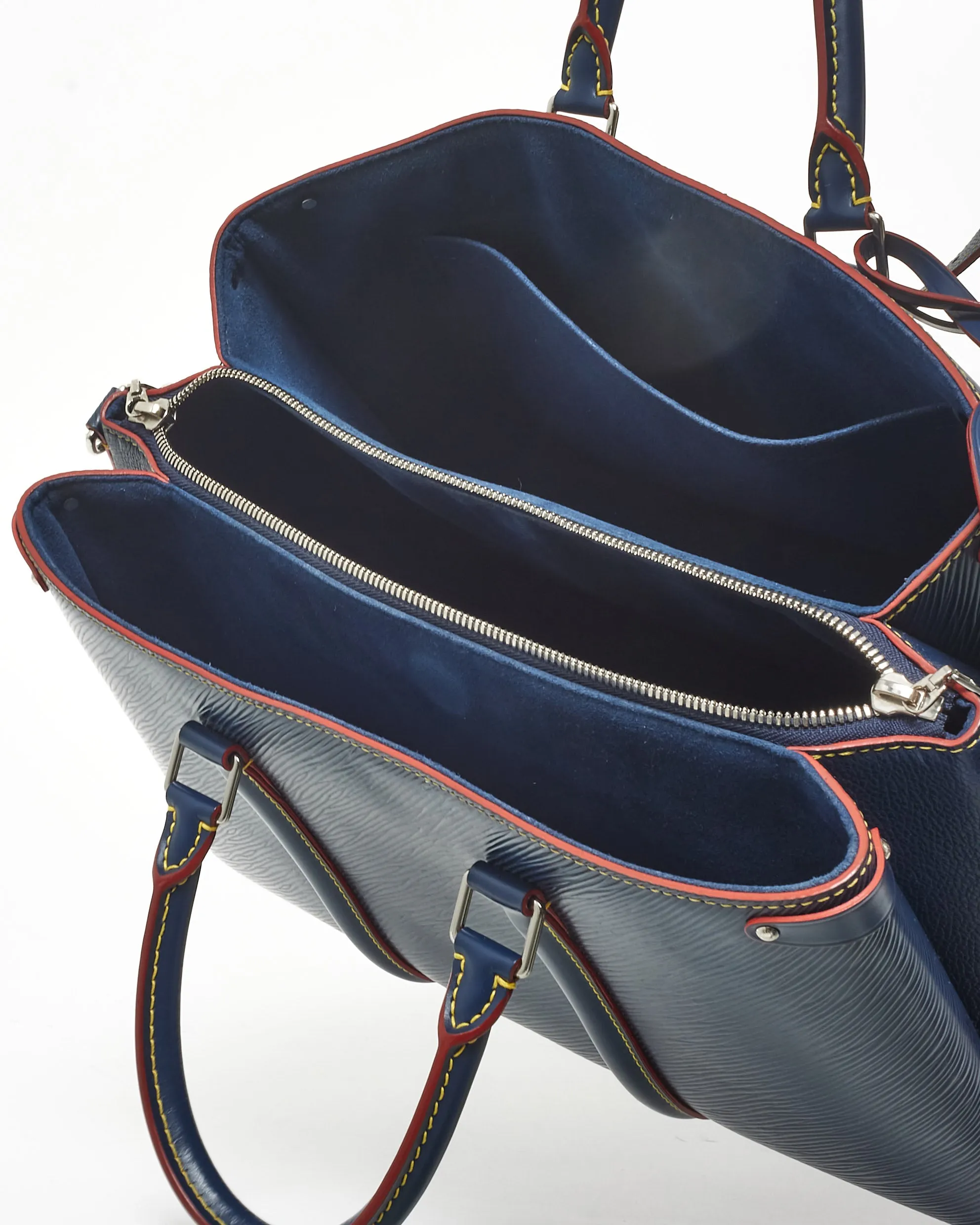 Louis Vuitton Navy Blue Epi Leather & Red Trim Souffot MM Bag