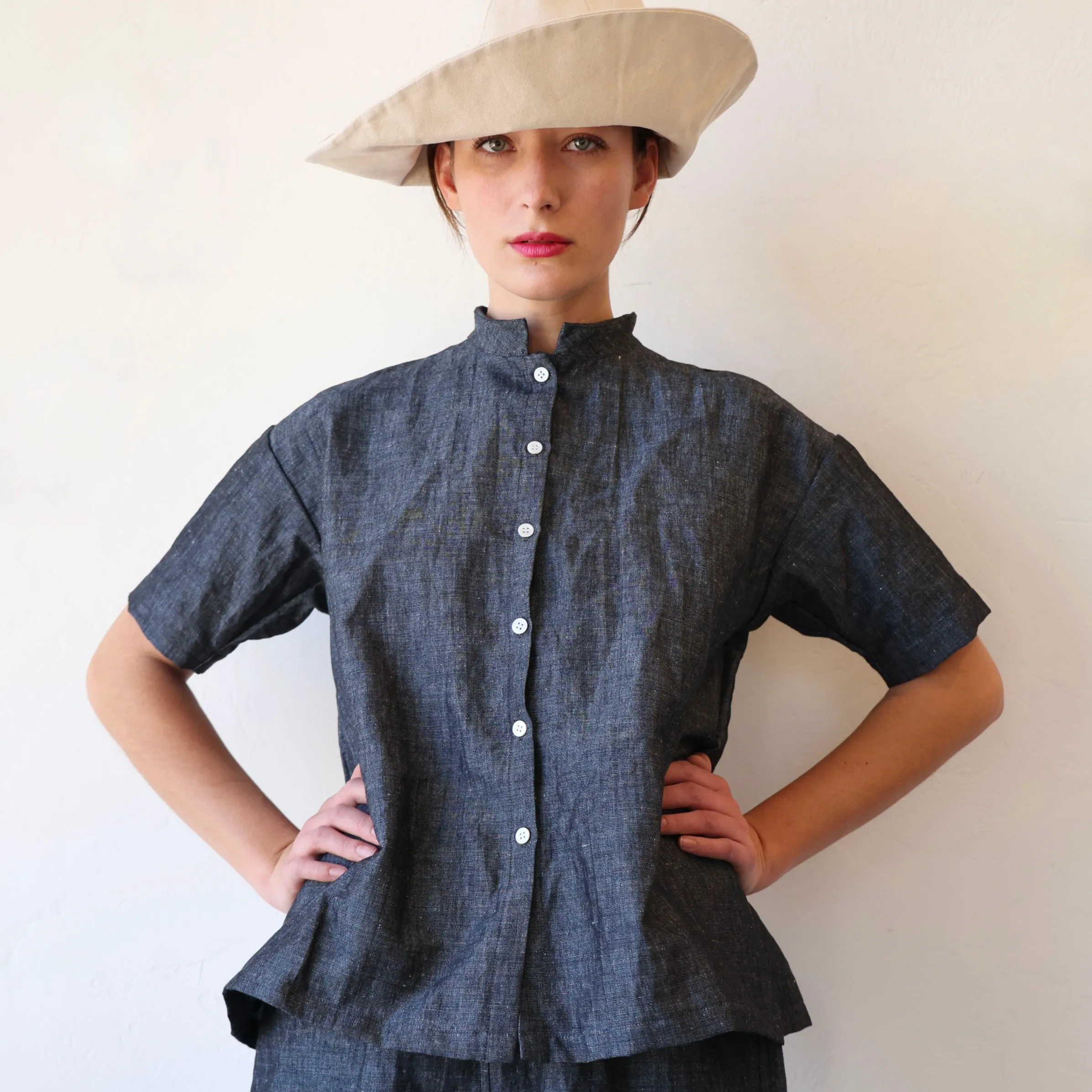 Makié Cotton/Linen Blouse - Denim Blue