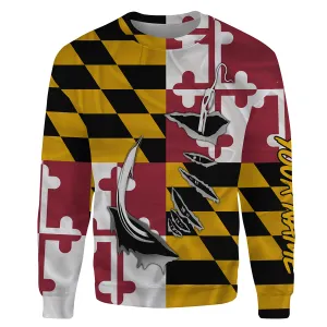Maryland Flag Fishing Fish hook Custom All over print Sweatshirt, patriotic Fishing Shirts - HPW47